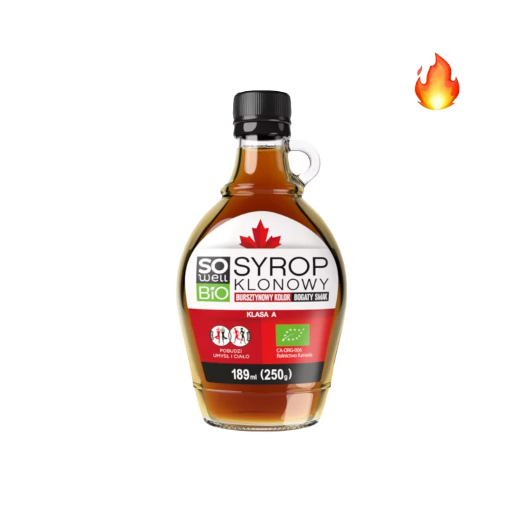 Syrop klonowy Bio bursztynowy, klasa A 189ml (250g) SoWell (id: 1319)