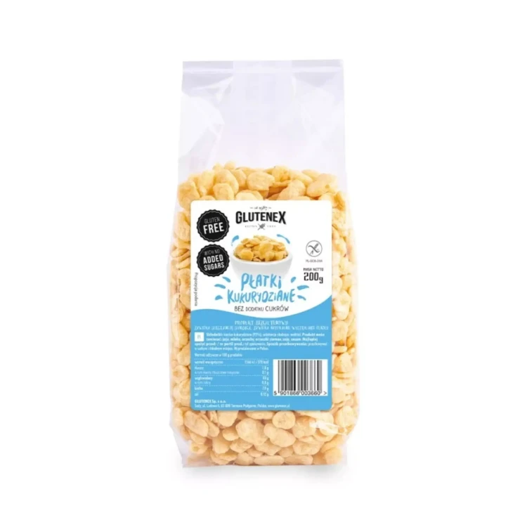 Płatki kukurydziane bez dodatku cukrów 200g Glutenex  ( bakaliowyswiat.pl ).webp