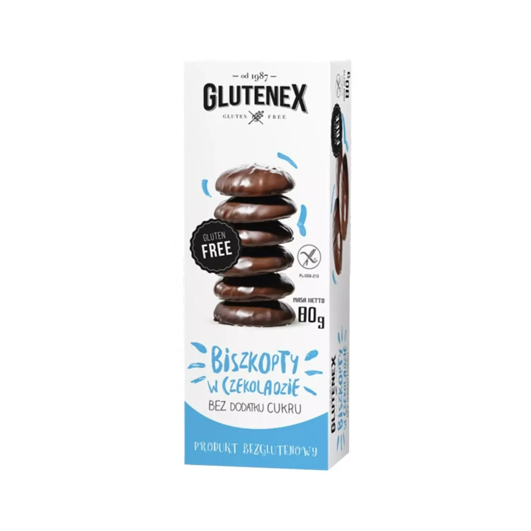 Biszkopty w czekoladzie bez dodatku cukrów 80g Glutenex ( bakaliowyswiat.pl ).webp