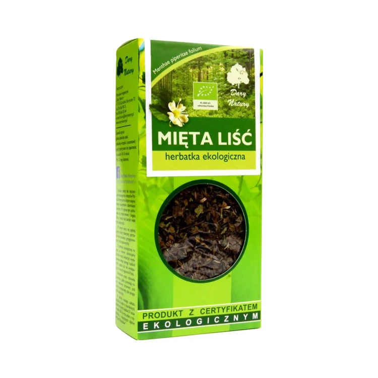 Herbatka liść mięty EKO 25g Dary Natury ( bakaliowyswiat.pl ).webp