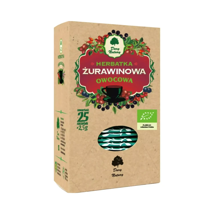 Ekologiczna herbatka żurawinowa 25x2.5g Dary Natury ( bakaliowyswiat.pl ).webp