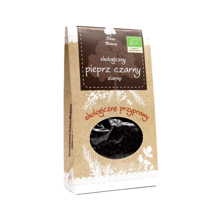Ekologiczny pieprz czarny ziarno 50 g Dary Natury ( bakaliowyswiat.pl ).webp