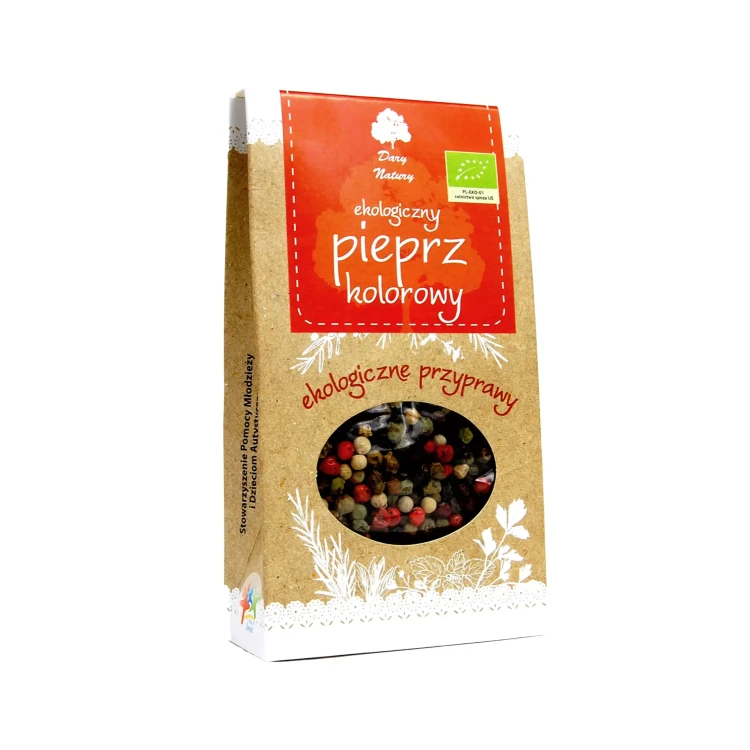 Ekologiczny pieprz kolorowy 30 g Dary Natury ( bakaliowyswiat.pl ).webp
