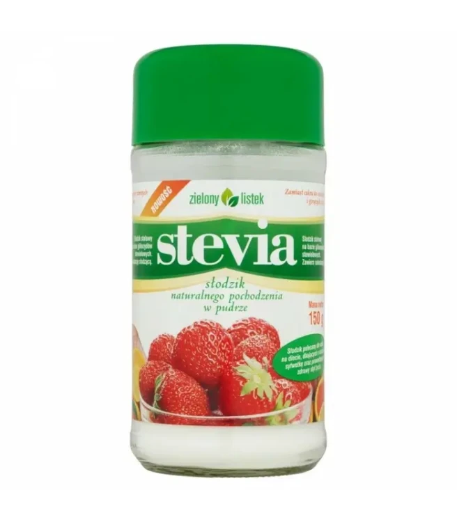 Stevia puder 150g słoik Zielony Listek ( bakaliowyswiat.pl ).webp