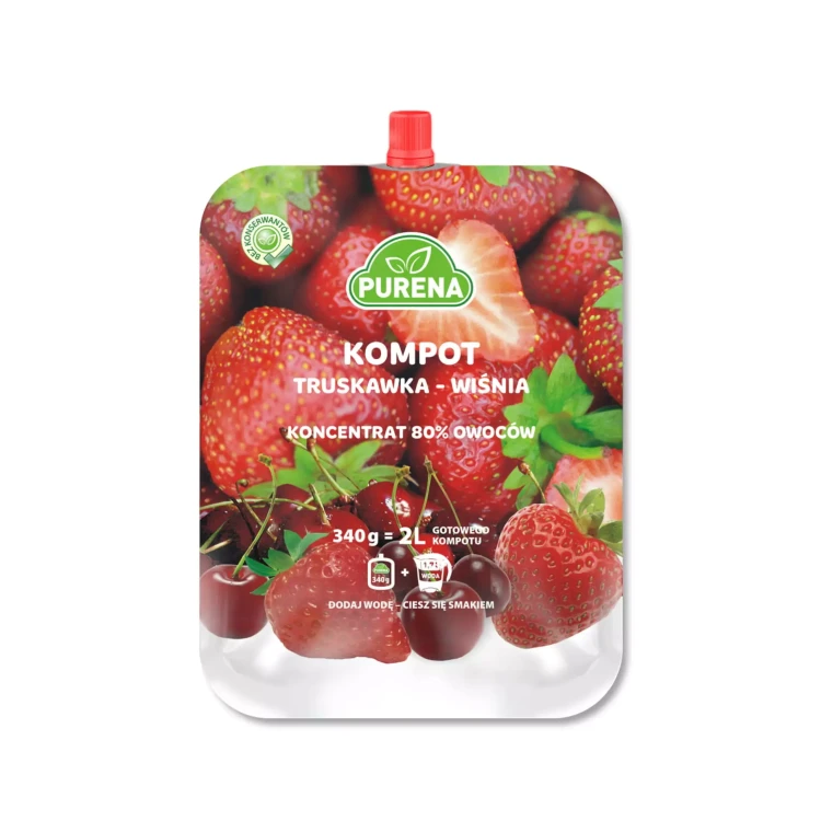 Kompot truskawek i wiśni - koncentrat 340 g Purena.webp