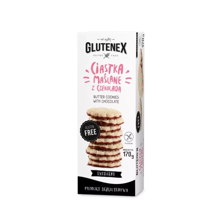 Bezglutenowe ciastka maślane  z czekoladą 140 g Glutenex.webp
