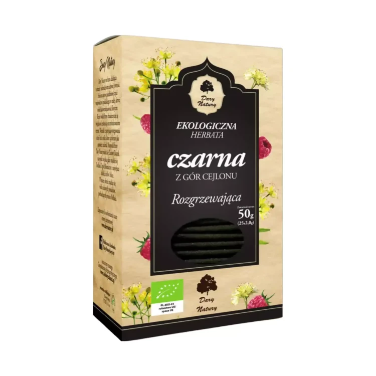 Herbatka ekologiczna Czarna rozgrzewająca saszetki 50g Dary Natury .webp
