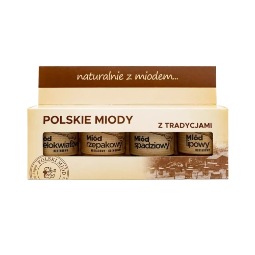 Zestaw miodów z polskich pasiek 4x50g Łysoń.webp