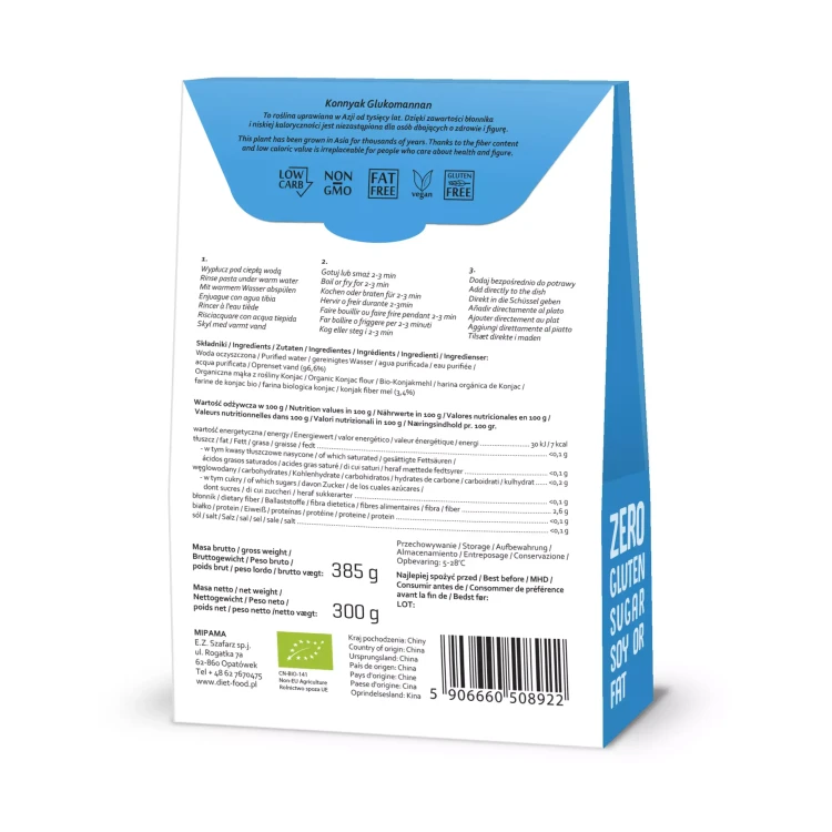 Bio Makaron Shirataki Konjac Ryż 385g Diet Food .webp