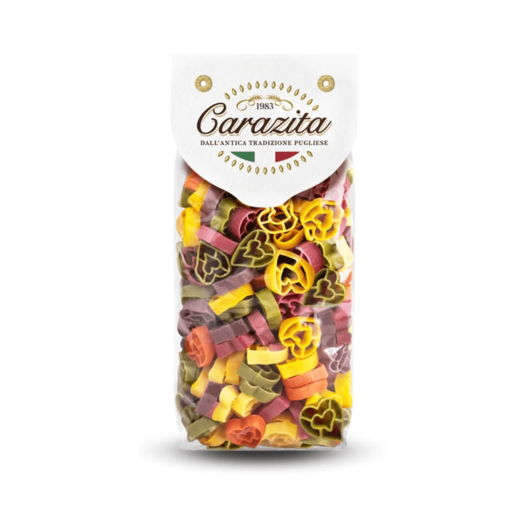 Włoski kolorowy makaron Cuoricini (serduszka) 6 smaków 250g Carazita.png