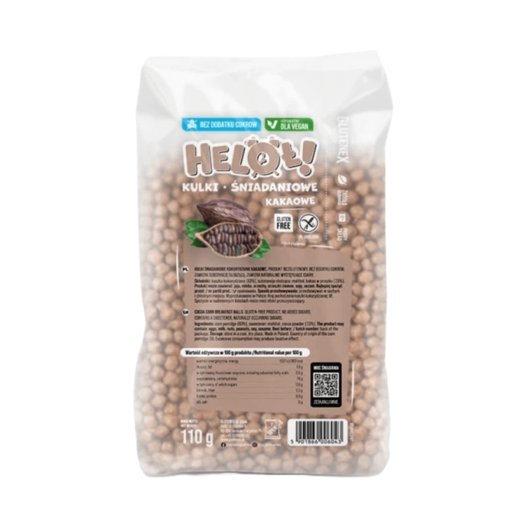 Heloł kulki śniadaniowe kakaowe bez dodatku cukrów 110g Glutenex.png