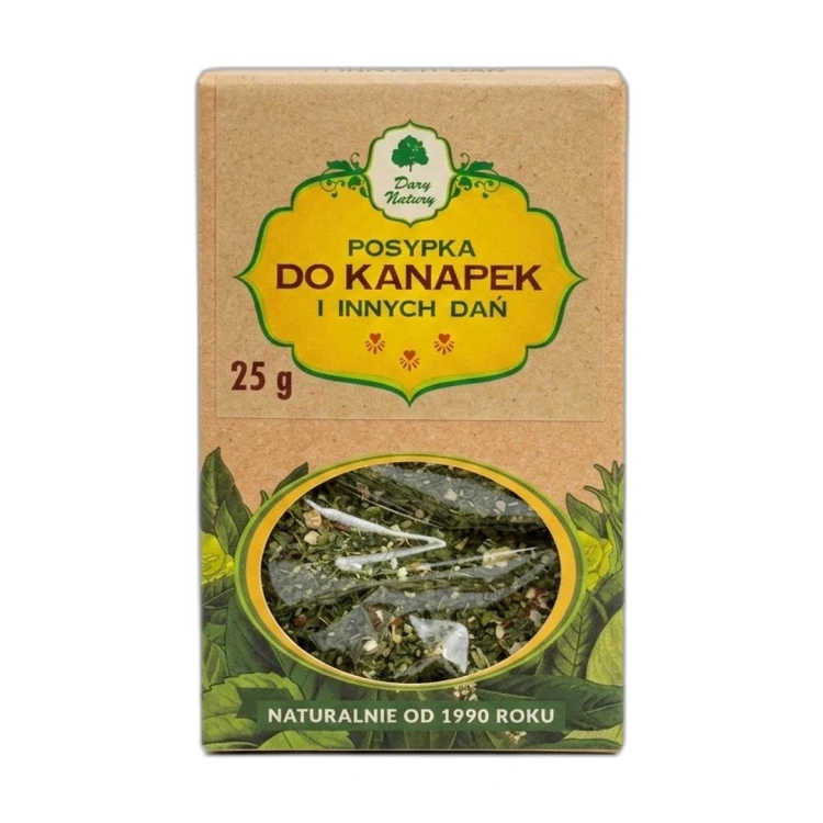 Posypka do kanapek i innych dań 25 g Dary Natury w przezroczystym opakowaniu