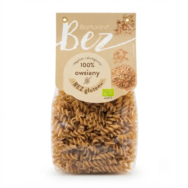 Makaron owsiany BEZGLUTENOWY 250g Bartolini — opakowanie, zdjęcie studyjne
