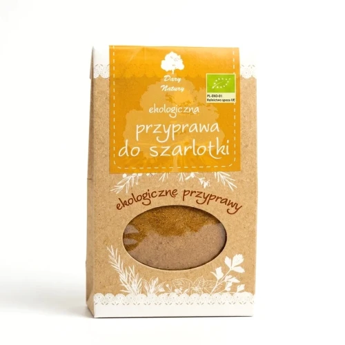 Przyprawa do szarlotki ekologiczna 50 g Dary Natury — opakowanie, zdjęcie studyjne