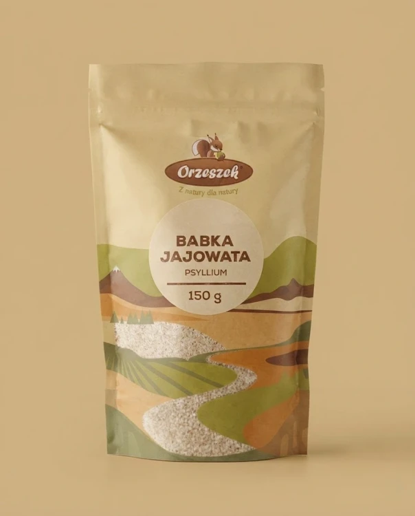 Babka jajowata łuskana — opakowanie na tle w kolorze produktu