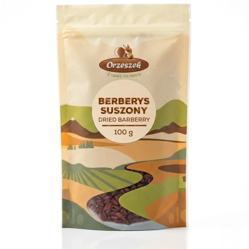 Berberys suszony 100g Orzeszek — opakowanie, zdjęcie studyjne