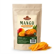 Mango krojone suszone plastry z dodatkiem cukru 3% w płatkach 500g — opakowanie i zawartość produktu