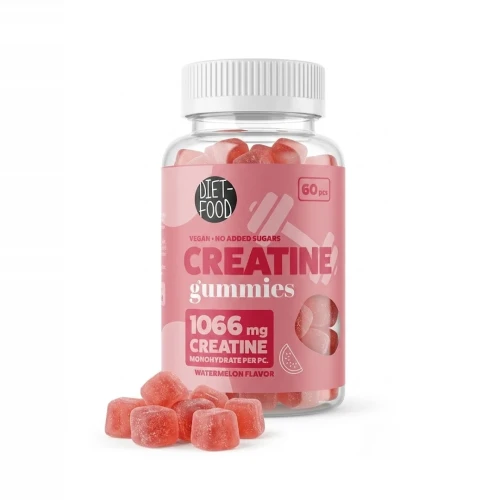 Żelki z kreatyną creatine 60 szt. DIET- FOOD — opakowanie i zawartość produktu