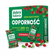 Mini batoniki owocowo-orzechowe z acerolą i żurawiną 102g Dobra Kaloria — opakowanie, zdjęcie studyjne