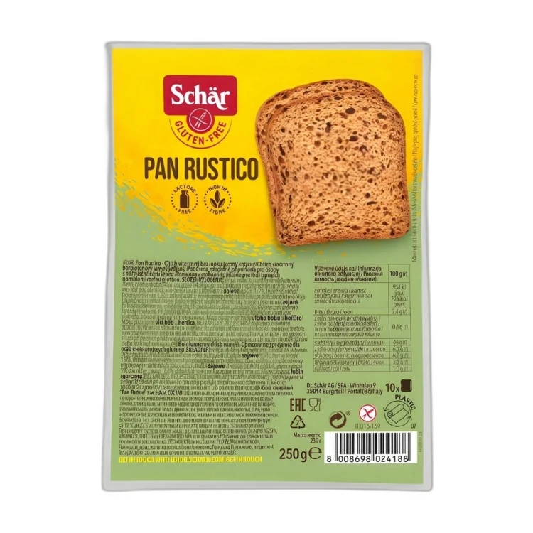 Chleb bezglutenowy Pan Rustico wiejski krojony bez laktozy 250 g Schar — zdjęcie 4