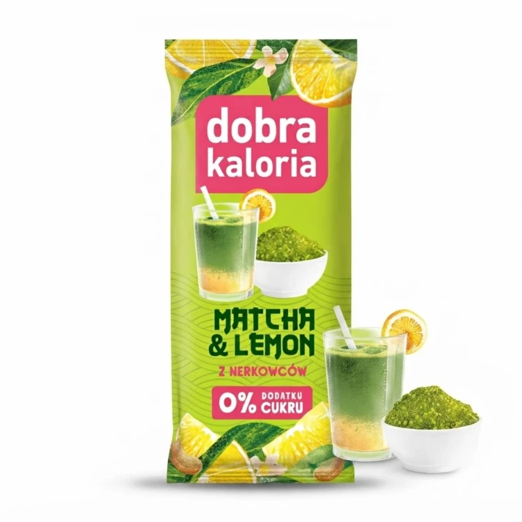 Matcha & Lemon z nerkowców  35g Dobra Kaloria — opakowanie i zawartość produktu