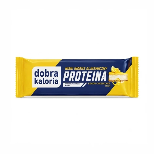 Baton proteina lemon cheesecake niski indeks glikemiczny  45g Dobra Kaloria — opakowanie, zdjęcie studyjne
