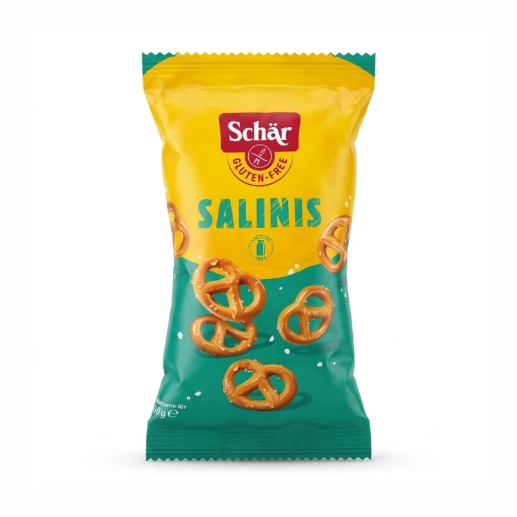 Precelki bezglutenowe Salinis 60g Schar — opakowanie, zdjęcie studyjne