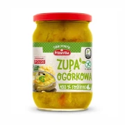 Bezglutenowa zupa ogórkowa 740g Primavika — opakowanie, zdjęcie studyjne
