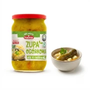 Bezglutenowa zupa ogórkowa 740g Primavika — opakowanie i zawartość produktu