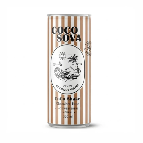 Woda kokosowa Cocosova o smaku czekoladowym 320ml — opakowanie, zdjęcie studyjne
