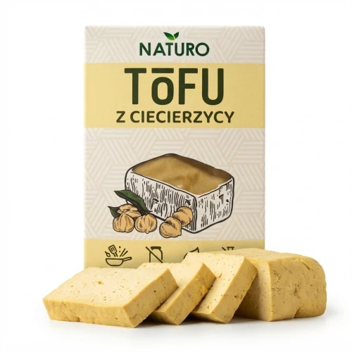 Tofu z ciecierzycy 200g Naturo — opakowanie i zawartość produktu