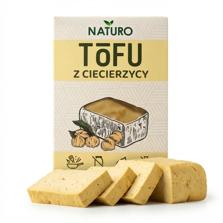 Tofu z ciecierzycy 200g Naturo — opakowanie i zawartość produktu