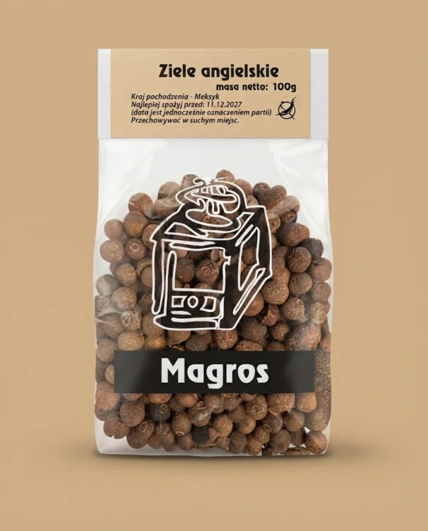 Ziele angielskie 100g Magros — opakowanie na tle w kolorze produktu