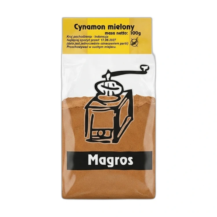 Cynamon mielony 100g Magros — opakowanie na białym tle