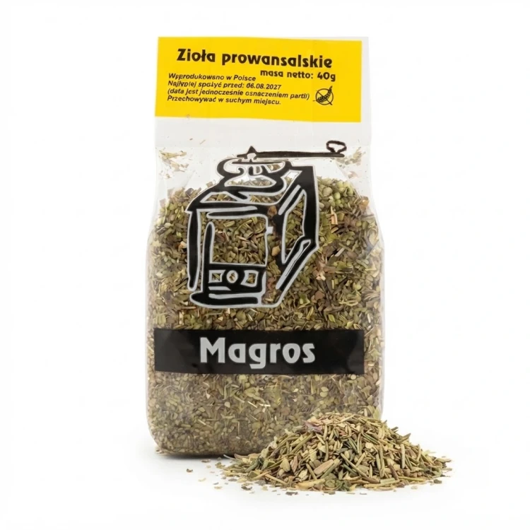 Zioła prowansalskie 40g Magros — opakowanie i zawartość produktu