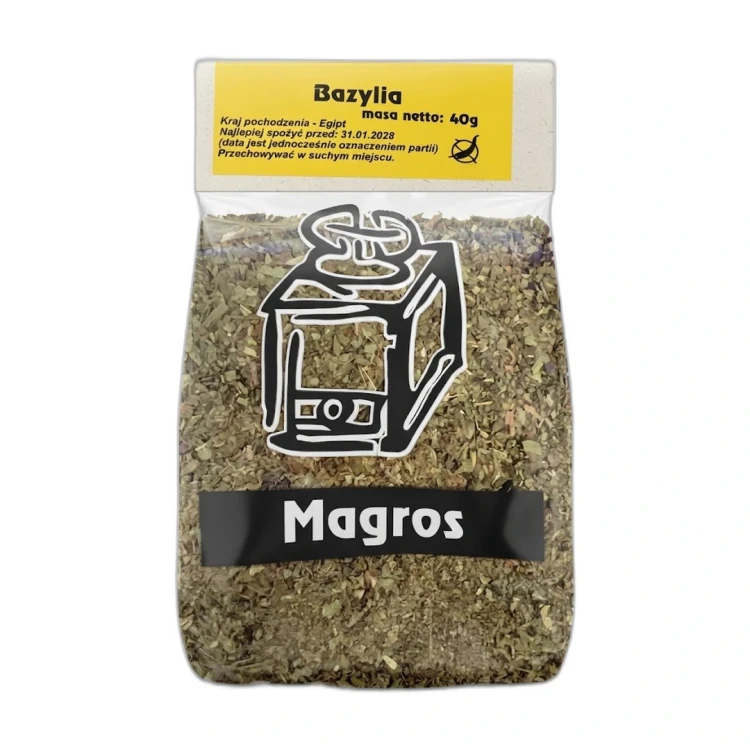 Bazylia 40g Magros — opakowanie na białym tle