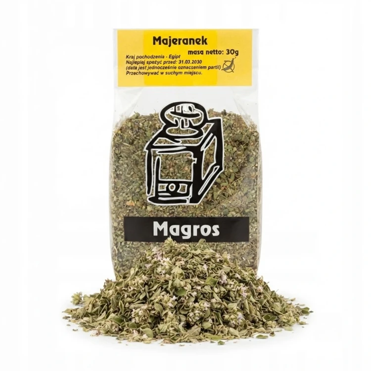 Majeranek 30g Magros — opakowanie i zawartość produktu