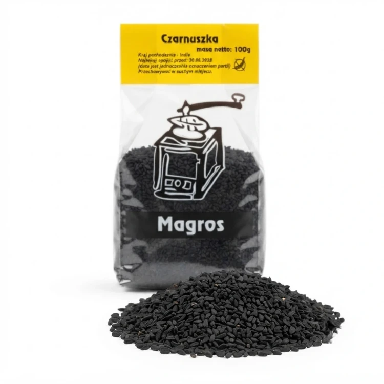 Czarnuszka 100g Magros — opakowanie i zawartość produktu
