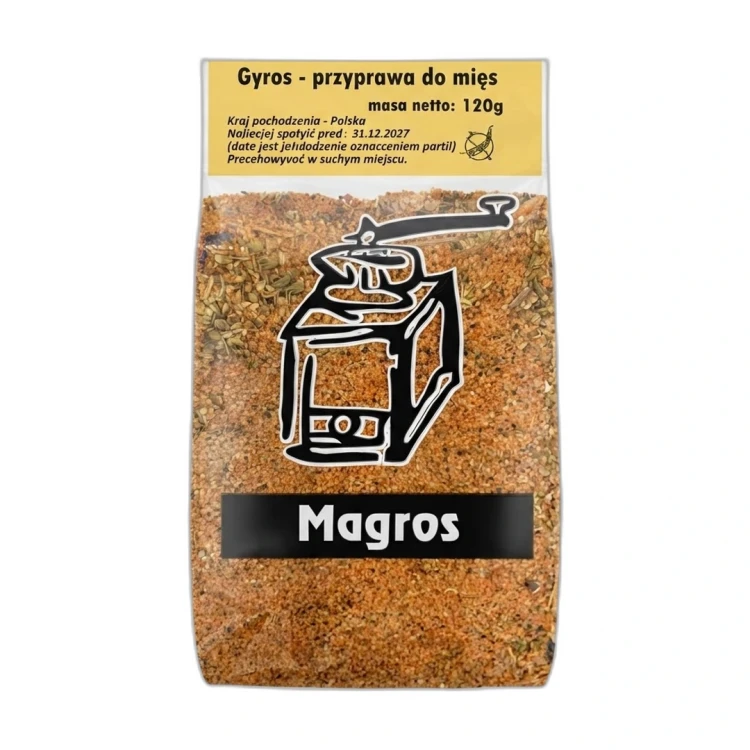 BEZGLUTENOWA Gyros przyprawa do mięs 120g Magros — opakowanie na białym tle
