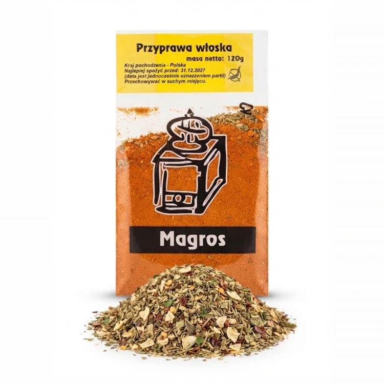 Przyprawa włoska 120g Magros — opakowanie i zawartość produktu