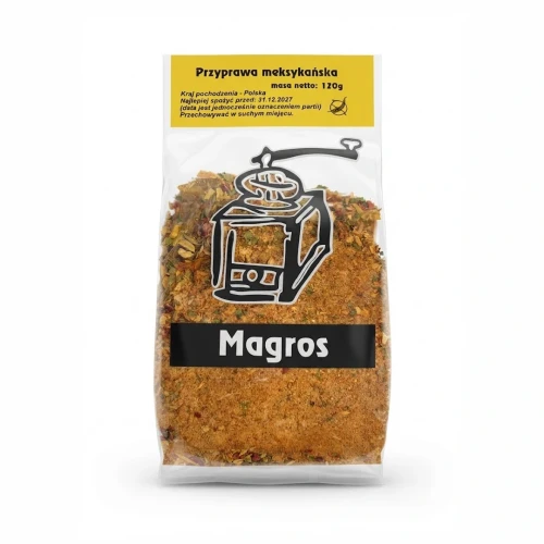 Przyprawa meksykańska 120 g Magros — opakowanie, zdjęcie studyjne