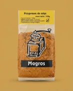 Przyprawa do mięs 120g Magros — opakowanie na tle w kolorze produktu
