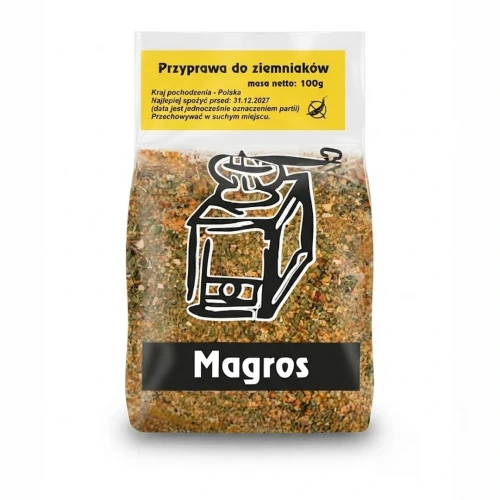 Przyprawa do ziemniaków 100g Magros — opakowanie, zdjęcie studyjne