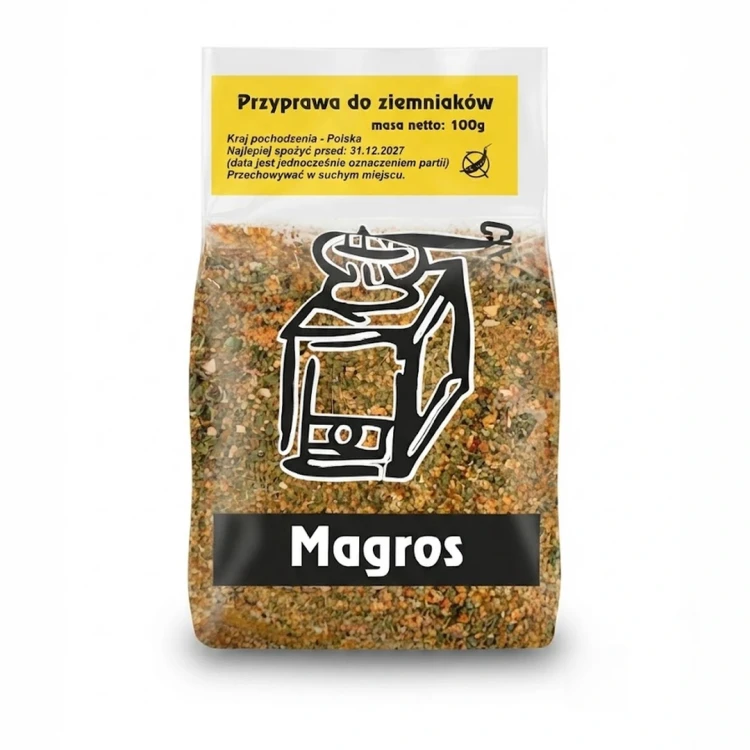 Przyprawa do ziemniaków 100g Magros — opakowanie, zdjęcie studyjne