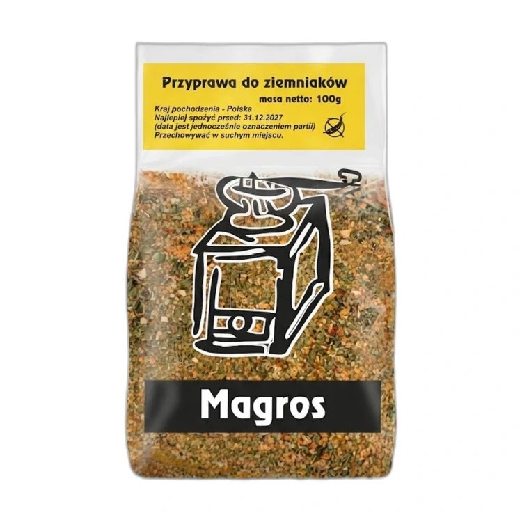 Przyprawa do ziemniaków 100g Magros — opakowanie na białym tle