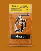 Przyprawa do kurczaka 150g Magros — opakowanie na tle w kolorze produktu