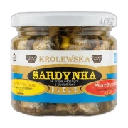 Królewska sardynka w sosie własnym z dodatkiem oleju  280g — opakowanie na białym tle