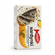 Sardynki w oleju słonecznikowym 125g Graal — opakowanie, zdjęcie studyjne