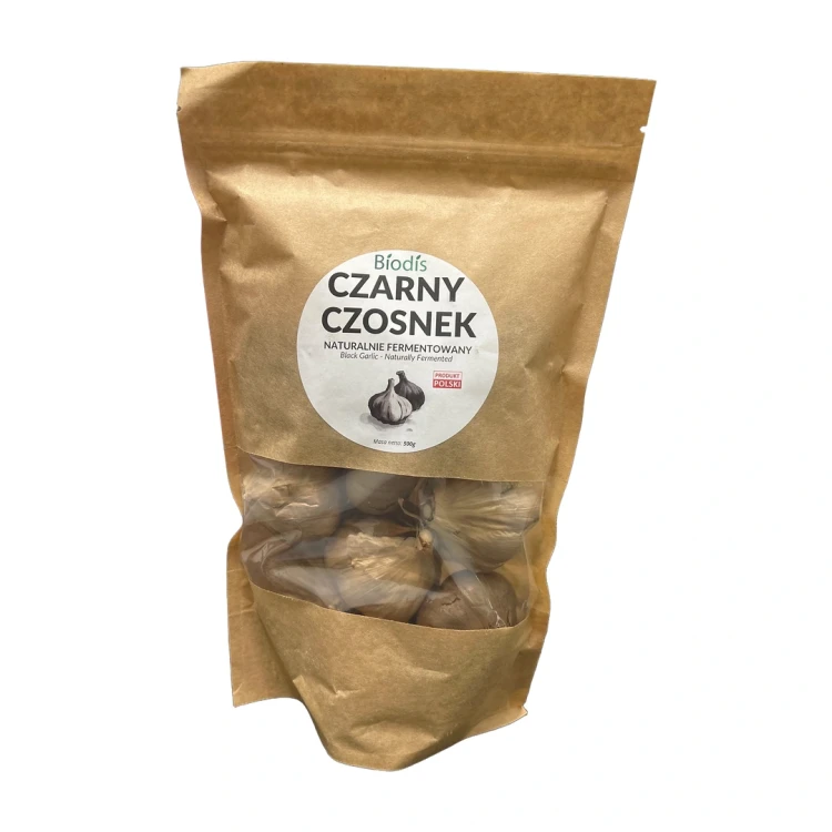 Czarny czosnek 500g Bíodís — opakowanie na białym tle