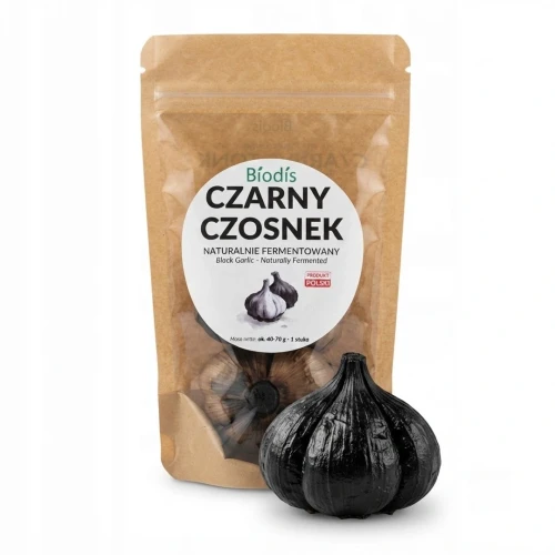 Czarny czosnek ok. 40-70 g - 1 sztuka Bíodís — opakowanie i zawartość produktu